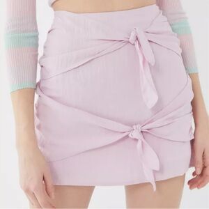 Urban Outfitters Poppy Linen Double-Knot Mini Skirt